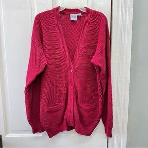 Vintage grandpa sweater cardigan hand woven men's medium button down v neck